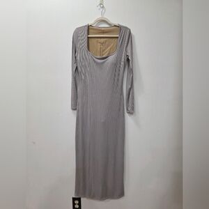 Chic Long Sleeve Gray Dress